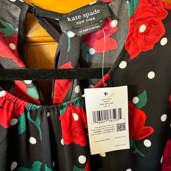 Kate Spade rose dot print, rondneck and center back keyhole closure shift dress - Picture 6 of 6